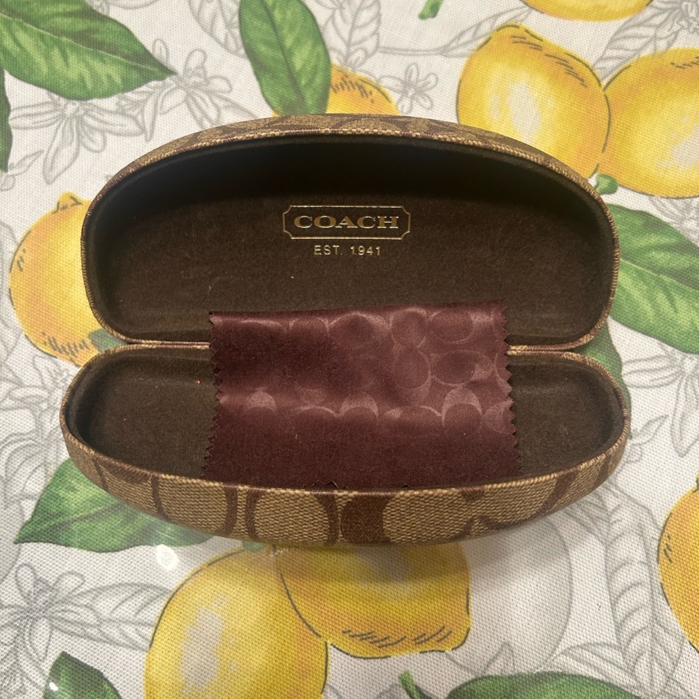Coach Tan and Brown Eyeglass Case